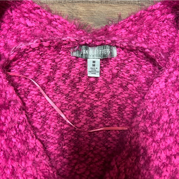 urban outfitters hot pink fuzzy cropped cardigan sweater - Picture 3 of 8